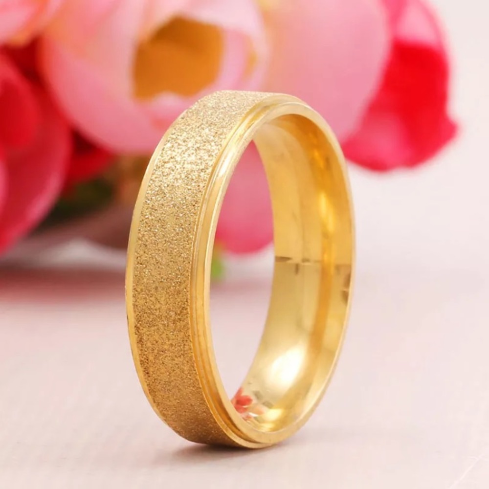 Gold Frosted Stainless Steel Ring